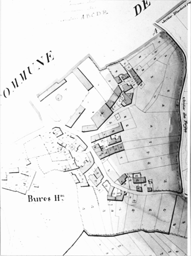 Cadastre, section A1, présentant la partie de Bures rattachée à Morainvilliers en 1843.