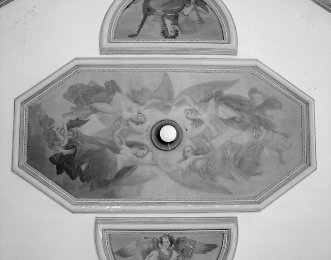 Intérieur, plafond, panneau central.