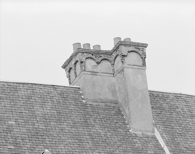 Détail de la cheminée située dans l'aile en fond de cour