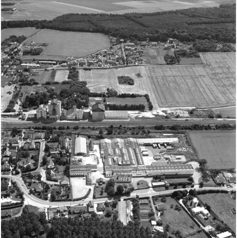 Vue aérienne générale de l'usine.