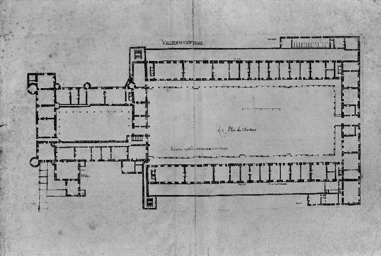 Plan du château, gravure réalisée vers 1579 d'après un dessin de Jacques Androuet du Cerceau, pour illustrer le second volume des "plus excellents Bastiments de France" (Laon, musée d'Art et d'Archéologie : P3. 11).