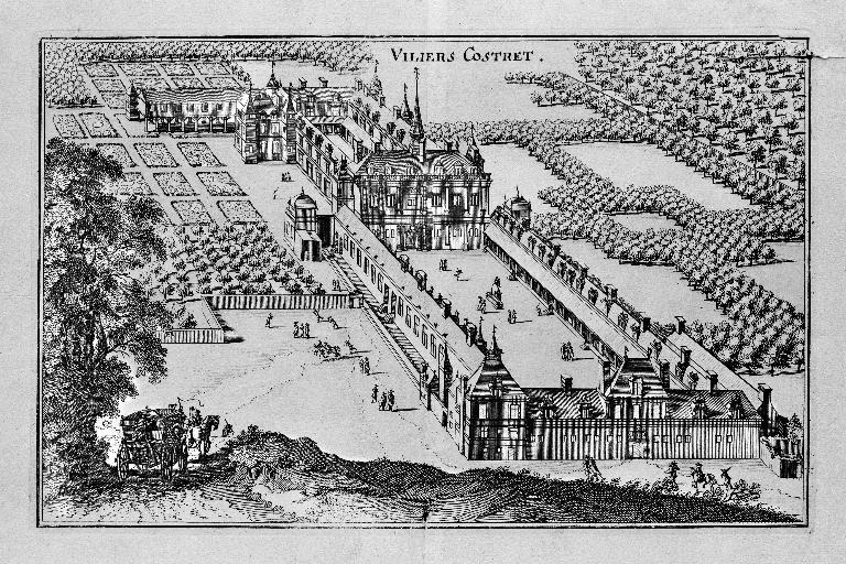 Vue cavalière du château, gravure réalisée vers 1655 par Matthieu Merian (?), d'après Du Cerceau et Ciartres (Laon, musée d'Art et d'Archéologie : P3. 15b).