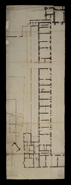 Projet de construction d'écuries à l'ouest des offices du château au début des années 1750 (AN : N III Aisne 188 / 5).