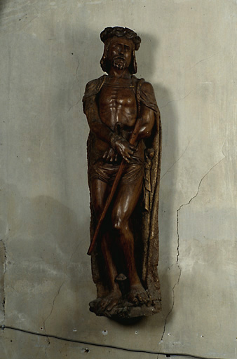 Vue d'ensemble de la statue, en tilleul, datant de la 2e moitié du 16e siècle.