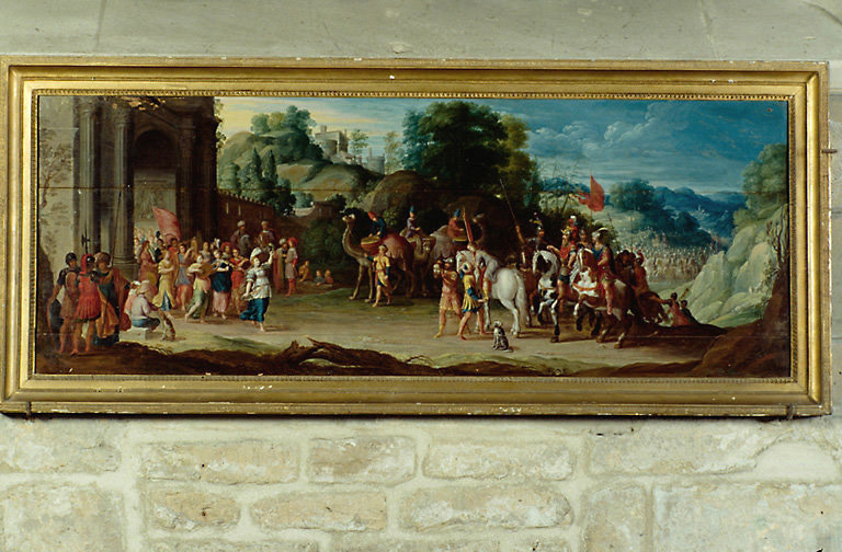 Vue d'ensemble du tableau, huile sur bois, datant de la 1ère moitié du 17e siècle.