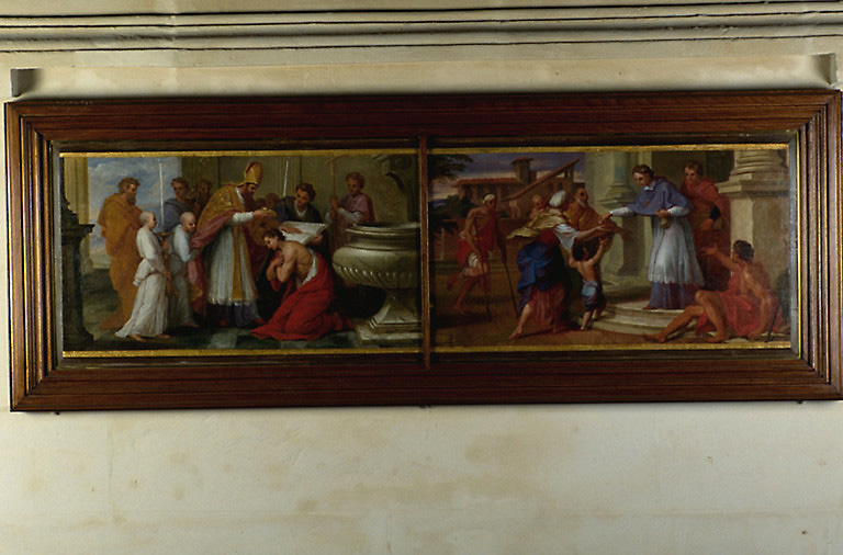 Vue d'ensemble des 2 tableaux, huile sur bois, exécutés par Louis de Boullogne, 4e quart du 17e siècle.