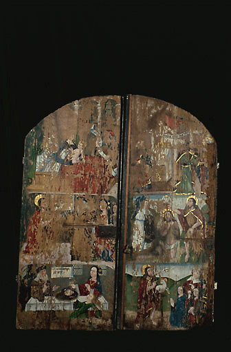 Vue d'ensemble des tableaux, peinture sur bois datant du 4e quart du 15e siècle.