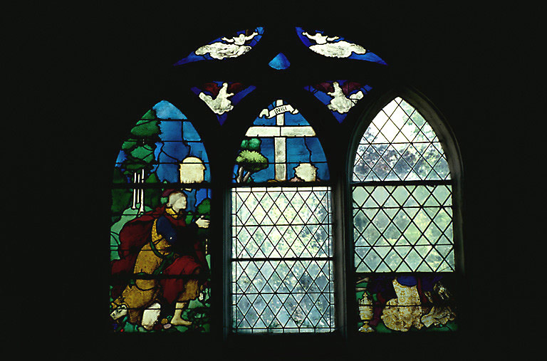 Verrière figurée : Déposition du Christ, saint Jean, sainte Madeleine