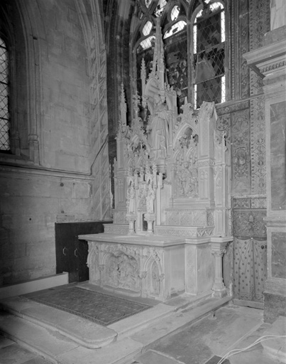 Autel, tabernacle, retable, statue (autel secondaire, retable architecturé), du Sacré-Coeur