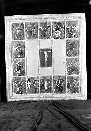 Tableau (quatorze plaques émaillées et une plaque de cuivre) : Vie du Christ