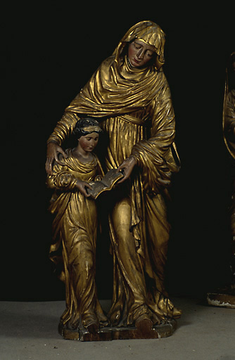 Vue d'ensemble du groupe sculpté en chêne, datant du 17e siècle. - © Inventaire général, ADAGP
