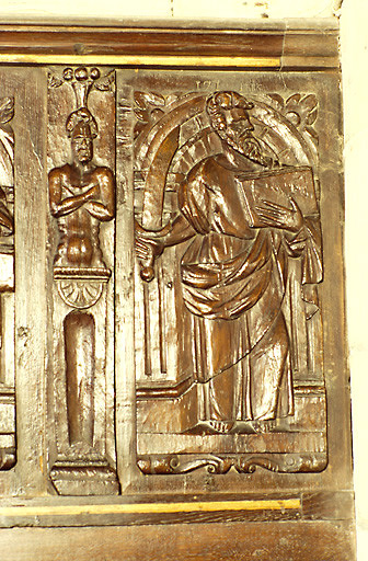 Vue d'un panneau représentant saint Barthélemy.