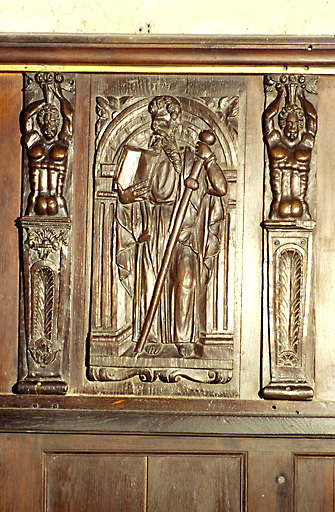 Vue d'un panneau représentant saint Jacques le Majeur (?).