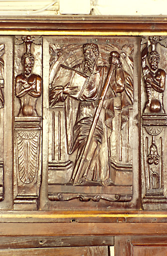 Vue d'un panneau représentant saint Jacques le Majeur (?).