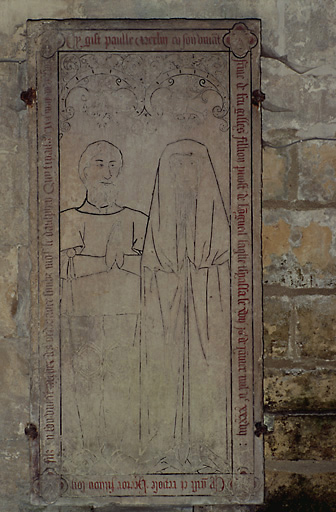 Dalle funéraire à effigie gravée d'Hector Fillion et de sa mère