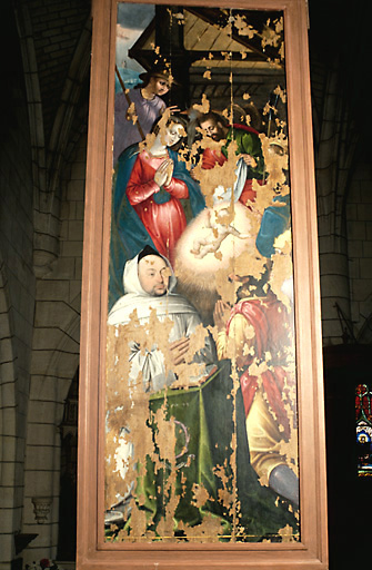 Vue d'ensemble du tableau représentant l'Adoration des Bergers.