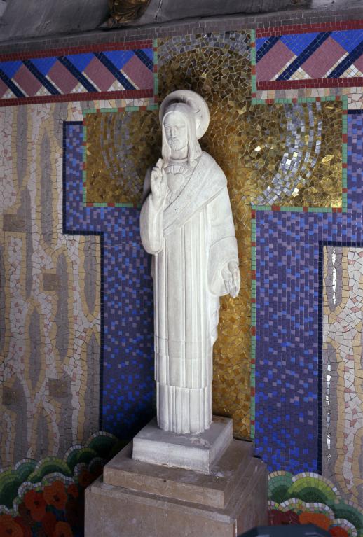 Ensemble de 2 statues : Christ du Sacré-cœur et Immaculée Conception