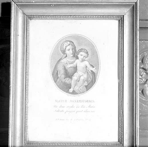 Estampe et cadre : Vierge à l'Enfant