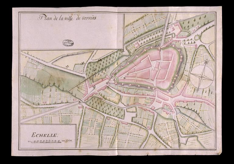 Plan de la ville de Vervins, au milieu du 18e siècle.