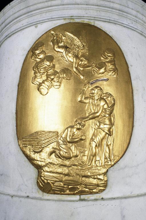 Décor de l'arrière du tabernacle : le sacrifice d'Abraham.