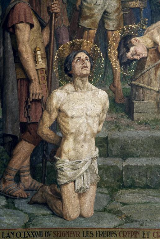 Détail du tableau : l'un des martyrs en prière.