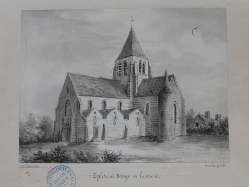 Dessin ancien de l'église (A.D. Aisne : 8 Fi Braye-en-Laonnois 1).