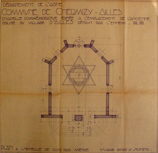 Plan du projet de la chapelle d'Ailles (A.D. Aisne : 15 R 1968).