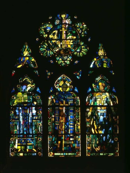 Vue de la verrière présentant le Baptême du Christ.