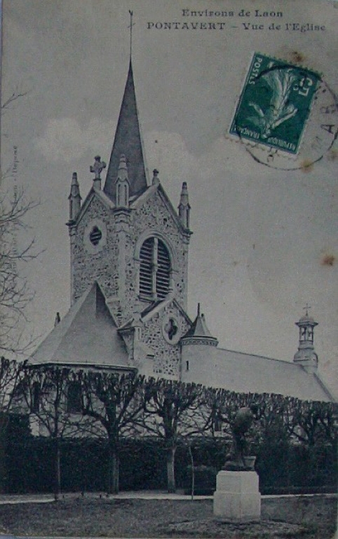 Vue du clocher de l'église en 1914 (Coll. Part.).