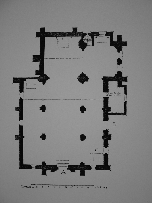 Plan de l'ancienne église de Jouy (MOREAU-NELATON, Etienne, p.100).