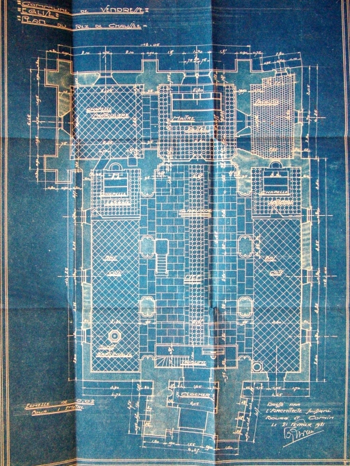 Plan de l'édifice extrait du dossier de dommages de guerre (A.D. Aisne : 15 R 1984/7921).