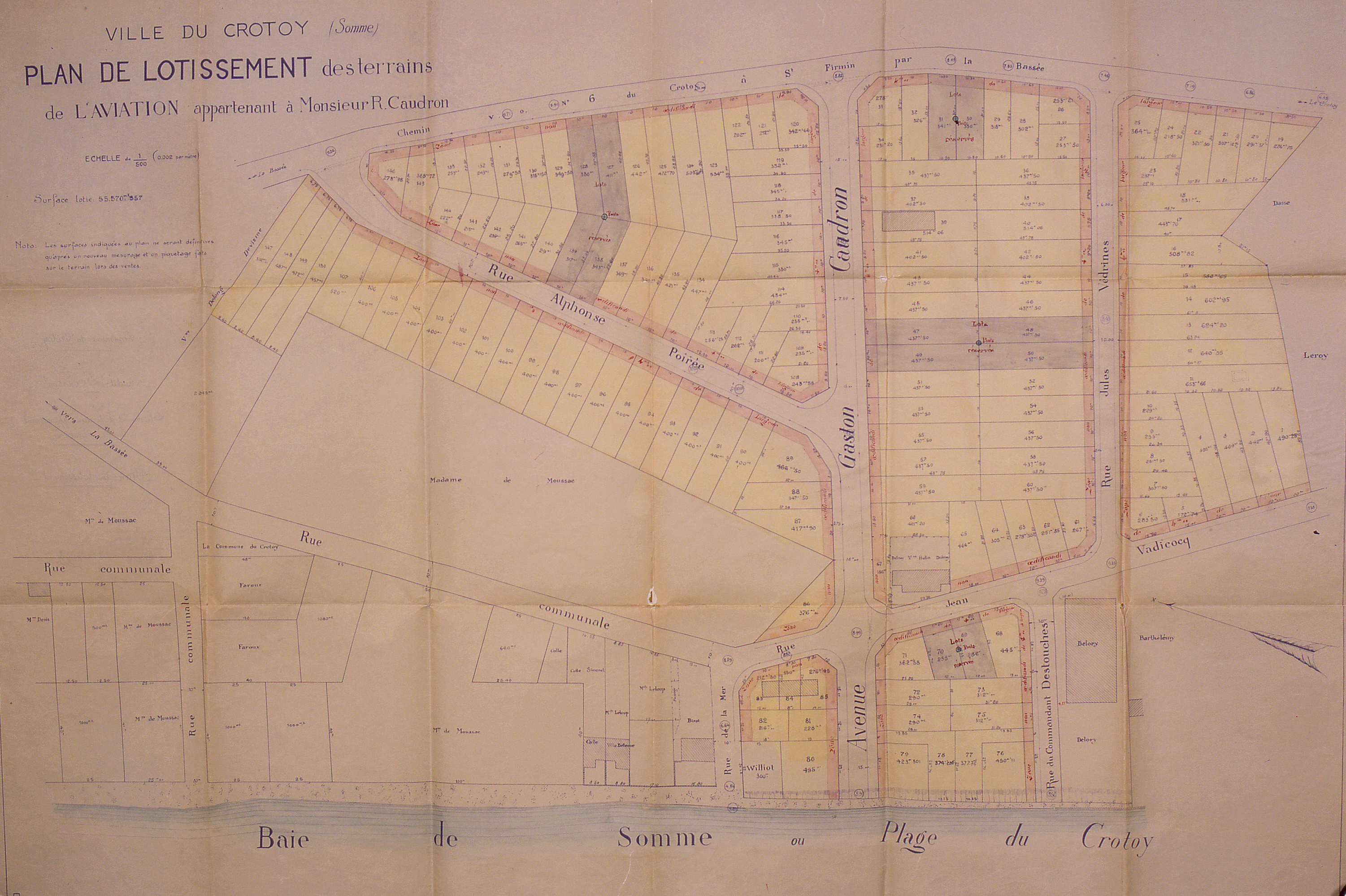 Plan du lotissement, 1932 (AD Somme).