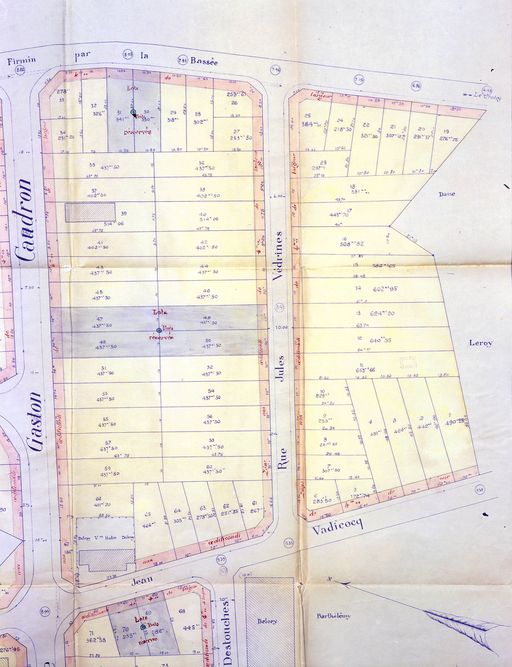 Détail de la partie droite du plan du lotissement, 1932 (AD Somme).