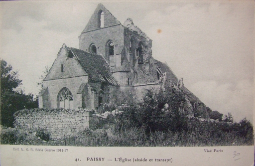 Vue de l'église en ruines (Coll. Part.).