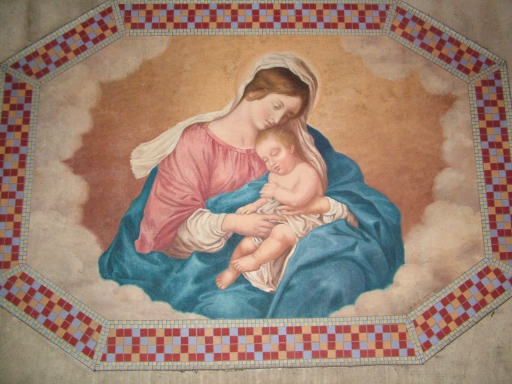 Toile de la Vierge à l'Enfant dans la chapelle des fonts baptismaux.