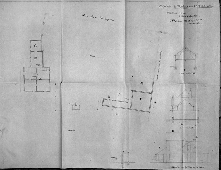 Logements ouvriers (rue des Claques), plans-coupes-élévations, par E. J. Mauge architecte, 1940 (Collection particulière).