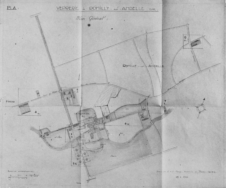 Plan génarél de l'usine, par E.J. Mauge architecte, 1940 (Collection particulière).