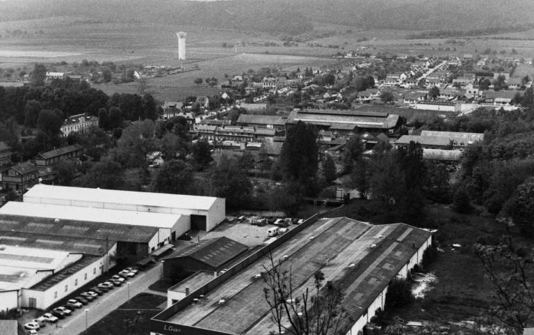 Vue aérienne prise du sud-est, vers 1950 (Collection particulière).