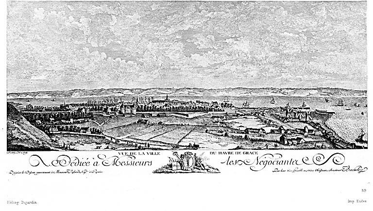 Vue du Havre en 1776, au premier plan, les tuileries et briqueteries
