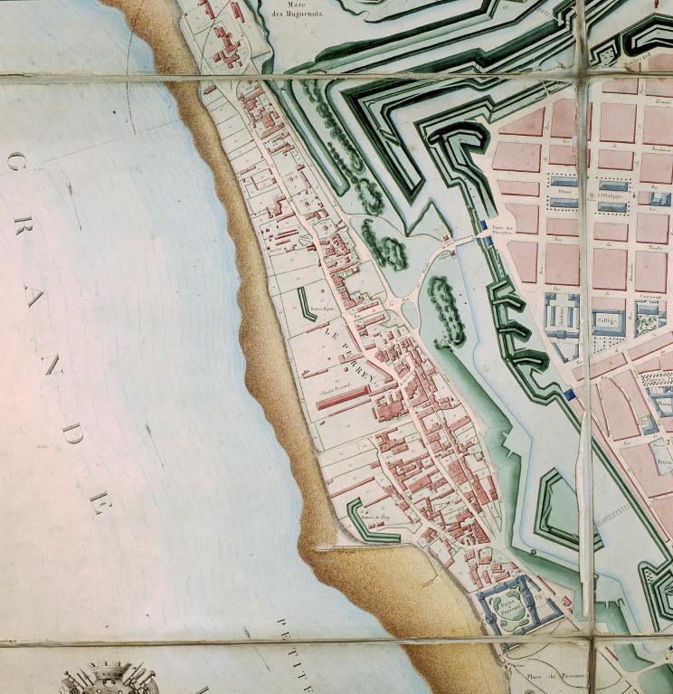 Plan cadastral des faubourgs du Havre, pli 5, Chantier Normand. - Plan aquarellé par Saint-Génis, 1843 (AM Le Havre).