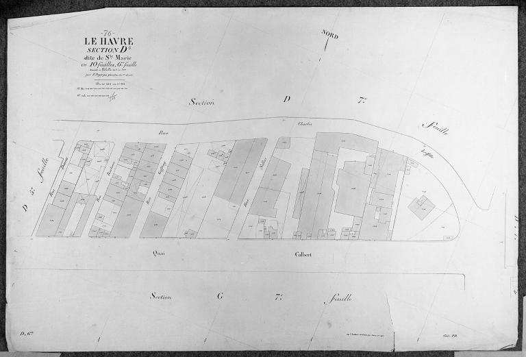 Cadastre du Havre, Section D6, parcelles 2091-2106.- plan cadastral, 1895-1896 (Musées historiques du Havre). ; Cadastre du Havre. Section D6, parcelles 2091-2096, quai Colbert.- Plan cadastral, 1895-1896 (Musées historiques du Havre).