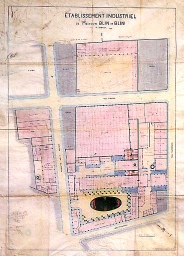 Plan des établissements Blin et Blin, 1/200e, 25/06/1887.