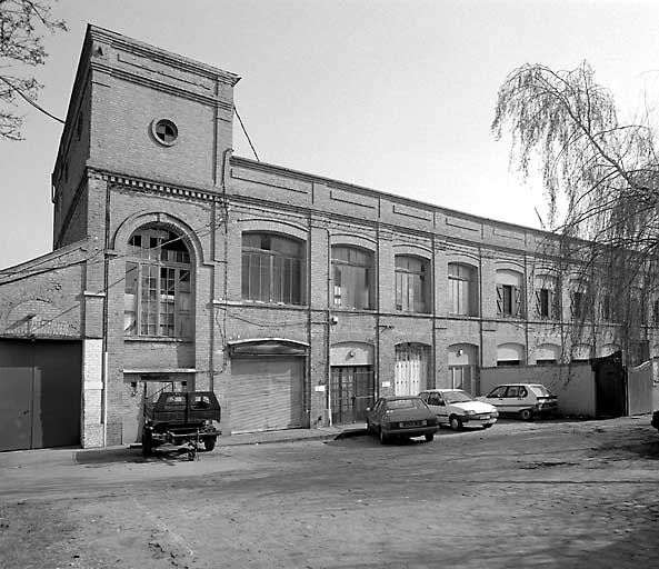 Atelier de fabrication, élévation extérieure ouest sur cour