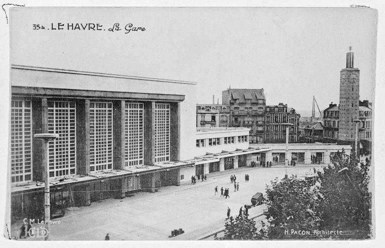 354. LE HAVRE. La Gare. H. Pacon architecte.- Carte postale, CM. Le Havre, ELD, vers 1935.