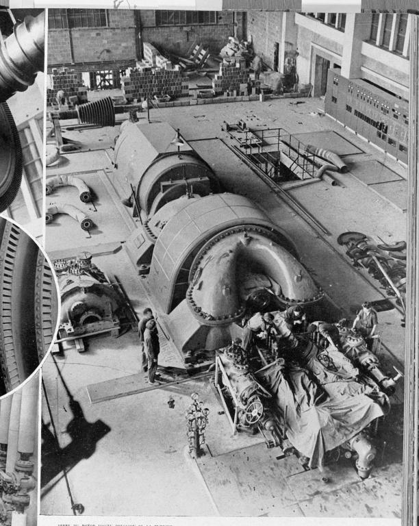 La salle des machines.- Photographie, tirée de La Revue de Rouen, n°10, 1954, p. 21. (B.M. Rouen).
