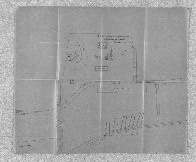 Plan de situation, position de l'usine André fils par rapport aux Chantiers de Normandie, 1/1000e, vers 1904 (AD Seine-Maritime 5 M 516).