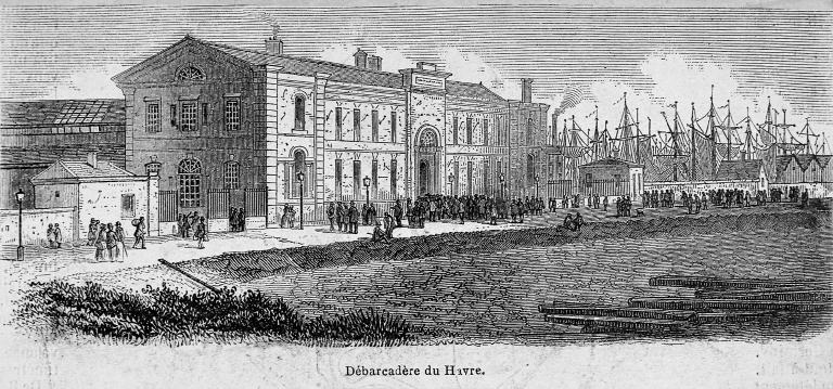 Débarcadère du Havre.-Gravure, vers 1850 (AD. Seine-Maritime).