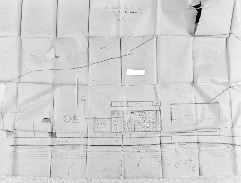 Plan d'ensemble de la distillerie, par Mairesse ingénieur, 1/1000e, 1882 (A.D. Seine-Maritime, 5 M 390).