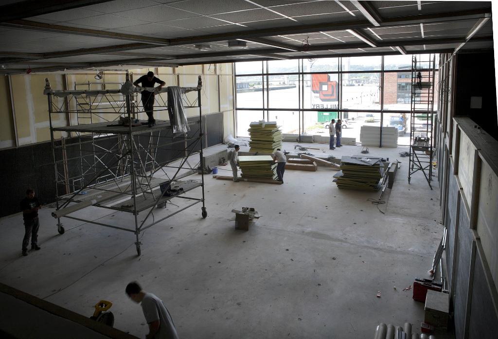 Vue intérieure pendant les travaux de reconversion, l'auditorium.