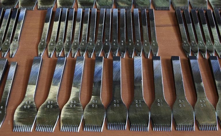 Exemple d'outils produits par la tallanderie Vergez-Blanchard : griffes à frapper le cuir (pour sellier).